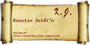 Kosztin Jolán névjegykártya