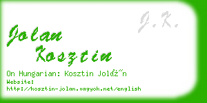 jolan kosztin business card